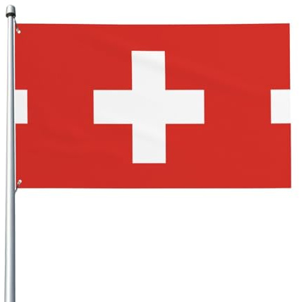 Bandiera svizzera. Bandiera da giardino per esterni, 0,9 x 1,5 m, in poliestere con stampa vivida, facile da appendere per patio, feste, campeggio