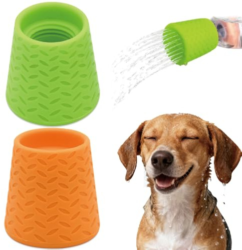 2-Pcs Portable Dog Shower Head,Outdoor Water Sprayer Attachment for Bottles | Portable dog shower head attachment – turns any water bottle into a pet shower. Perfect for hiking, beach, camping.