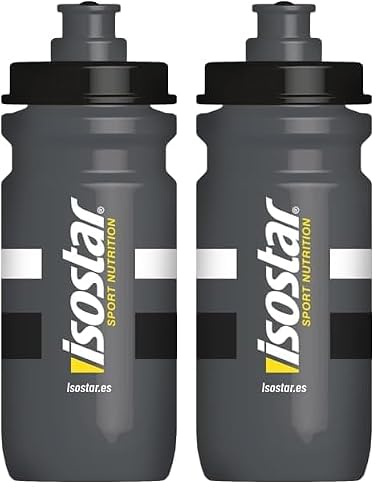 ISOSTAD Isostar Bidón Gris, Tapón Hermético, Versatilidad Deportiva, 600 ml (Paquete de 2)