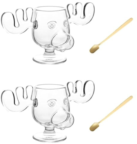 Elch Gläser Weihnachtsglas,Weihnachts Tassen,Elchgläser Christmas Mug,Elchgläser Christmas Vacation, Weihnachts Eierlikörgläser Elchbecher Transparent Christmas Geschenk (2)