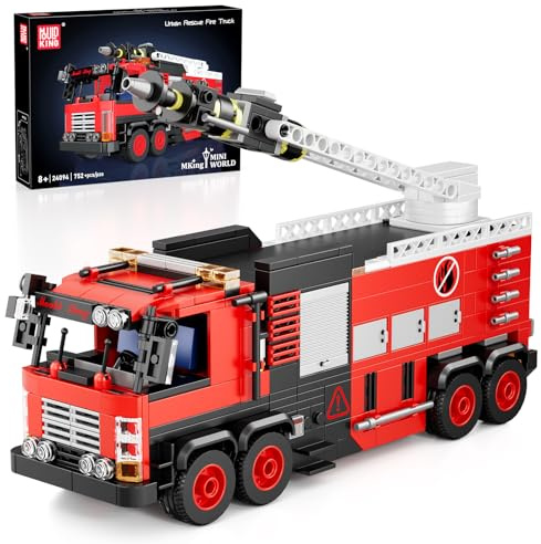 Mould King City 24094 Feuerwehrauto Spielzeug Bausteine mit Wasserspritze Feuerwehr Auto Klemmbausteine Fire Truck LKW Bauspielzeug Kompatibel mit Andere Marke(752 Teile)