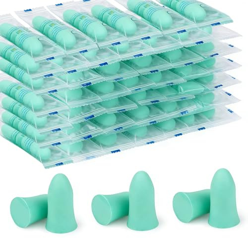 60 par skumöronproppar, ergonomisk design mjuka öronproppar för sömn, 35 dB SNR brusreducerande hypoallergeniska öronproppar för konserter, högljudd musik/skytte/arbete i byggbranschen, grön