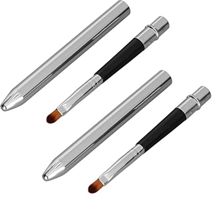 Stylebest Juego de 2 Brochas para Labios, Ergonómicas y Compactas de Aluminio para Brillo de Labios para Maquillaje Diario, Fácil Limpieza y Portabilidad