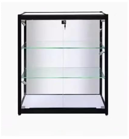Låsbart displayskåp med dörrar – glasmonter för vardagsrum och sovrum, 92 x 70 cm (svart) – perfekt för skatter och samlarföremål, snygg förvaringslösning