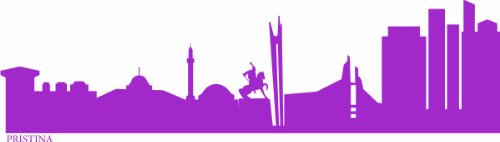 INDIGOS UG - Wandtattoo Wohnzimmer - Wandaufkleber Priština (Kosovo) 160x42 cm - Flieder e603 Skyline Stadt - Aufkleber Kinderzimmer Schlafzimmer Küche Badezimmer Büro Dekoration