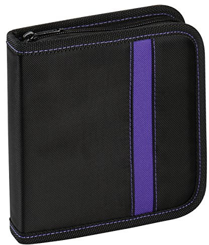 Vivanco CD/DVD-Tasche Nylon, Blue-ray Case, Wallet, Ordner für 24 CDs schwarz-lila
