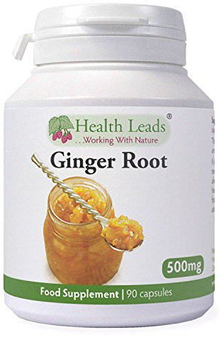 Natural Ginger Root Powdered 500mg x 90 Capsules, No GMO, No Fillers or Magnesium Stearate, for Vegans and Vegetarians, Made in Wales by Health Leads .Working With Nature