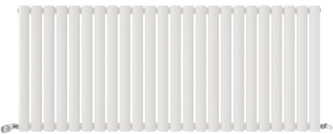 iBathUK Strata Wall-Mounted Horizontal Single Oval Panel Radiator, 24 Column Steel High Thermal Output Hydronic Central Heating, Designer Modern Radiator in Matt White, 600 × 1416mm