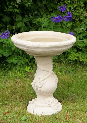 Primrose Elegant Free Standing Yorkshire Rose Patterned Stone Bird Bath Water Feature