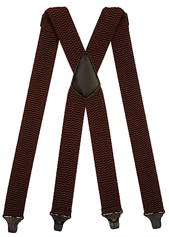 Olata slitstarka X-form flygplatshängslen med plastklämmor, 4 cm - Brun