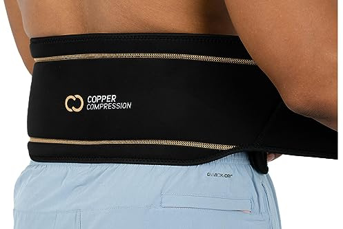 Copper Compression Back Brace. Copper Infused Lumbar Support for Lower Back Relief, Sciatica, Herniated Disc, Scoliosis, Pain & Strains. Adjustable & Breathable. Fits Men & Women (Waist 28 - 34)