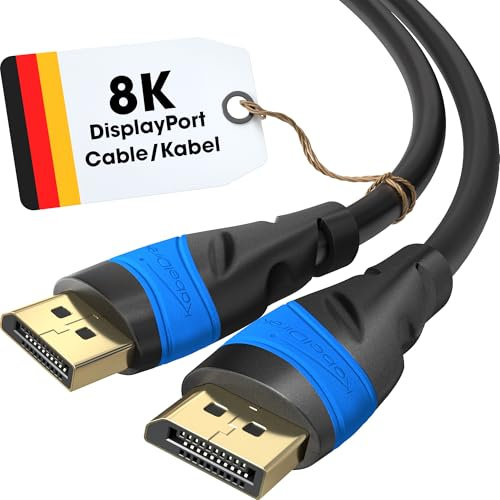 KabelDirekt – 8K/4K DisplayPort Kabel – 3m – DP Kabel, in Deutschland entwickelt – Erhältlich in 0,5-10m (Display Port Monitorkabel für PC/Laptop, 8K@60Hz, Gaming bei 144Hz, Dolby Audio, schwarz)