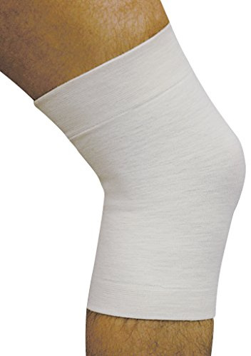MANIFATTURA BERNINA Elan 2003 (Taglia 5 Bianco) - Set 2 (1 Paio) - Ginocchiere Termiche tubolari in Lana Merino, Fasce in Lana per Ginocchia 100% Made in Italy