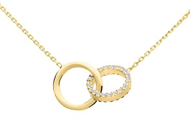 My Gold Halskette Kette Echtes Gelbgold 333 Gold (8 Karat) Zirkonia Schwarz Weiß 45cm Goldkette Dajana L-01370-G301-CZC
