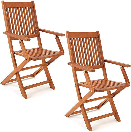 Casaria 2er Set Gartenstuhl Sydney FSC®-zertifiziertes Akazienholz klappbar Klappstuhl Hochlehner Garten Klappsessel