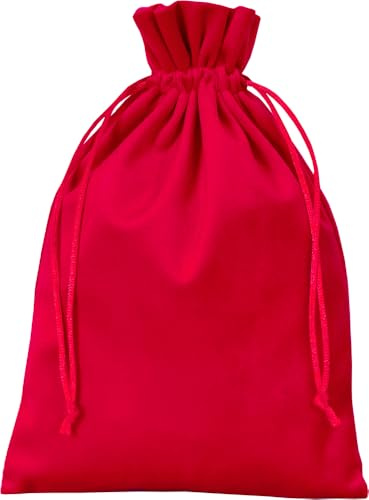 | 6 Samtsäckchen (Soft) 23x15 cm, Samtbeutel, Geschenkbeutel, Stoffbeutel, Nikolaus, Weihnachten, Valentinstag, Advent, Dekoration (Rot)