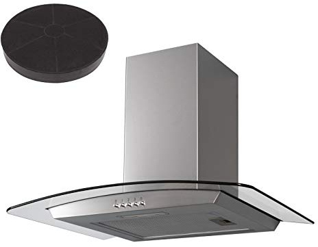 SIA CGH70SS 70cm Curved Glass/Stainless Steel Chimney Cooker Hood And Filter