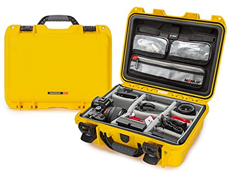Nanuk 920 Hartschalenhülle, wasserdicht, Gepolsterte Trennwand mit Deckel, gelb