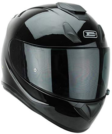 G-Mac Roar Evo Blackout Full Face Fibreglass Motorcycle Helmet + FREE Dark Visor (Gloss Black, XL)