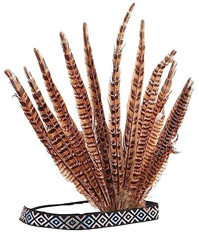 FRCOLOR Bandeau En Plumes Naturelles Léger Réutilisable Pour Carnaval Halloween Fête Coiffure Femme Couvre-Chef Ethnique 11.02X7.48In