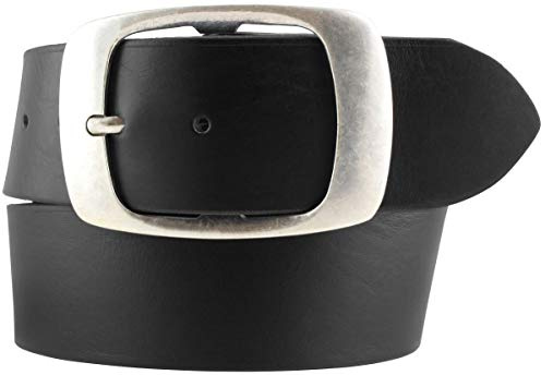 BELTINGER Jeansgürtel aus Vollrindleder 5 cm mit Doppel-Schnalle | Leder-Gürtel 50mm | Breiter Ledergürtel aus echtem Leder | Schwarz 125cm