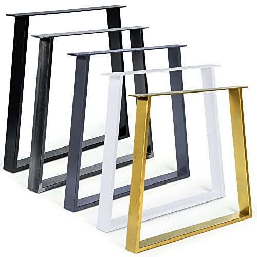Magnetic Mobel 2X Tischkufen Tischgestell Trapez Tischbeine Schwarz Industrial Weiss Möbelfüße Stahl (50/60 cm, Industrial (Klarlack))