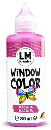 LM Window Color 80ml - Magenta - Fenster-Farben zum Basteln & Malen. Für wieder abziehbare Deko Fensterbilder im Kinderzimmer, auf Flaschen, Spiegel oder Fliesen. Fensterfarben ohne Lösungsmittel
