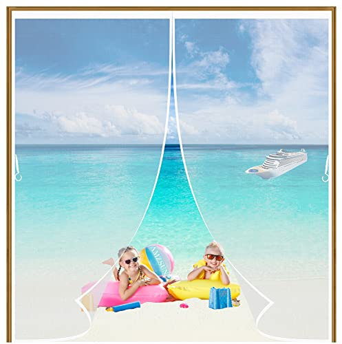 Magnetic Garage Door Screen with Self Sealing 90x200cm White Hands Free DIY Retractable Garage Door Window Screen Keep Away from Mosquitoes Let Fresh Air in