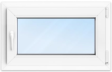 FENSTERVERSAND - Garagenfenster Kunststoff Weiß - 2-fach Verglasung mit Klarglas - zu öffnendes, hochwertig isoliertes PVC Fenster - DIN rechts, BxH: 800x500 mm, 70 mm Profil
