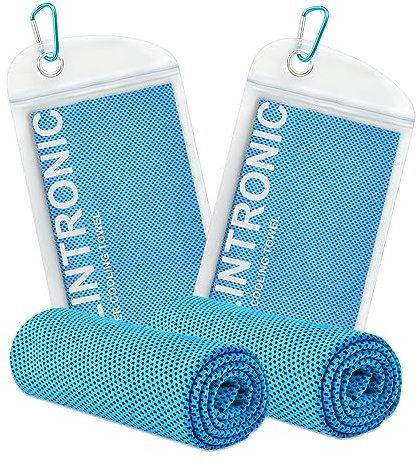 Flintronic Toalla de enfriamiento, juego de 2 toallas de 120 x 30 cm, toalla de microfibra, toalla de hielo, toalla de hielo de secado rápido, toalla de hielo para golf, viajes, senderismo, gimnasio