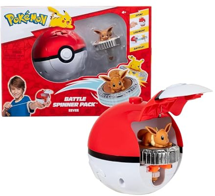 Pokémon Pack de toupies de Combat Évoli Toupie de Combat avec Lanceur de toupie Poké Ball