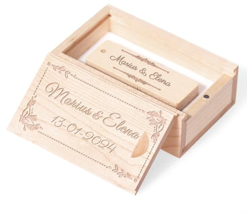 Clé USB Personnalisée Coffret Cadeau en Bois Massif Clé USB Flash Drive 3.0 Idée Cadeau pour Mariages, Anniversaires, remises de diplômes (Relaxant, 16.0, GB)