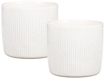 Scheurich Solido Linea 2er Set Blumentöpfe aus Keramik, Weiß, Ø 15 cm, H 13 cm