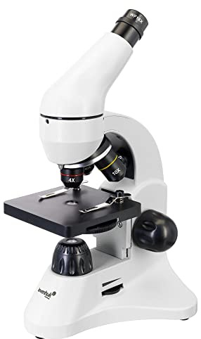 Levenhuk Rainbow 50L Plus Moonstone Wissenschafts- und Bildungsset mit Leistungsstarkem Mikroskop mit 1280x Vergrößerung, Illustrierter Anleitung für Experimente, Proben, und Tragekoffer, Weiß (DE)