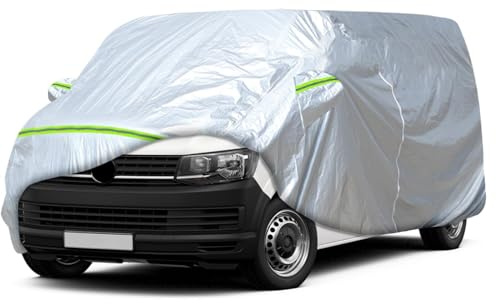 Autoabdeckung Passend für VW T5 T6 SWB Transporter, Silber Vollgarage | Wasserdicht Autoplane mit Reißverschlusstür für Schnee, Regen, Allwetterschutz
