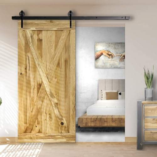 SEART Rustikale Holzschiebetüren für Speisekammer, Schlafzimmer, Zimmer, Diele Marx (90x210, Naturöl)
