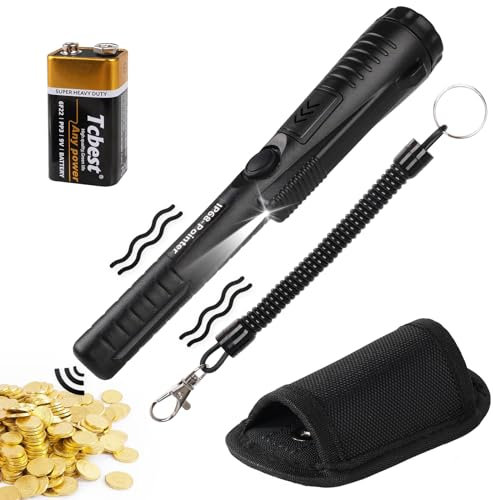 Metal Detector Pinpointer, Metal Detectors for Adults Kids, IP68 Fully Waterproof and 360°Detection Handheld Metal Detecting Accessories with LED and Holster, Gold Panning Kit with 9V Battery (Black)