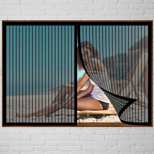 Fliegengitter für Dachfenster 110 x 110 cm Fliegengitter Magnet Einfache Installation Auto Schließen Fenster-Fliegengitter für Alle Fenster Bis, Schwarz