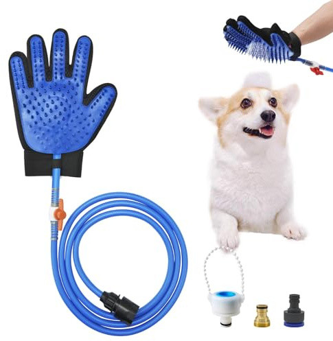 All-in-One Dog Grooming Bath Tool - Shower Scrubber, Dog Washing Gloves | Perfect for Cat and Dog Grooming, Pet Store Essential, Brush Glove & Hose Sprayer