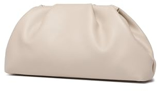 YUWITA Soft PU Leather Clutch Purses for Women Formal Elegant Luxurious Evening Bag (Beige)