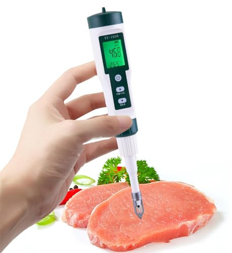 pH-metro digitale - pH-metro alimentare | pH-metro alimentare con sonda pH ad alta precisione - tester di pH 'acqua portatile per acquario per lievito, campioni solidi, vian