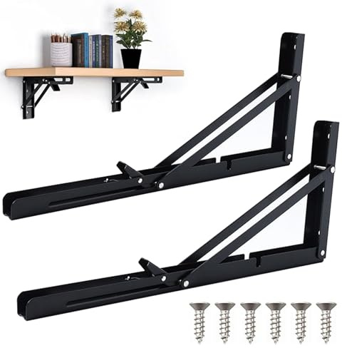 2 Pcs Klappkonsole Schwerlast Edelstahl, 400mm Professionelle Klappkonsole Schwerlast, 90 Grad Edelstahl Klappkonsole Schwerlast, für Klapptisch Wandmontage Klappbare Platzsparend
