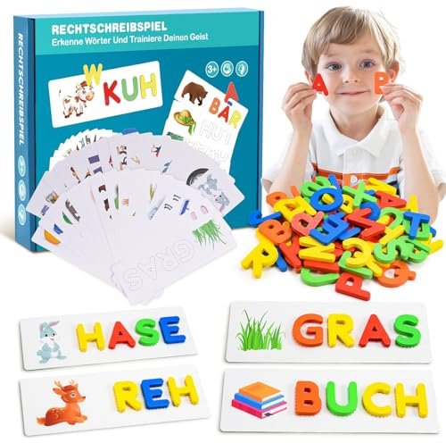 Hapikids Montessori Spielzeug ab 3 Jahre, Buchstaben Lernen Lernspiele ab 3 4 5 6 Jahre Spielzeug ab 3 4 5 6 7 8 Jungen und Mädchen Jahre Mädchen Spiele ab 3 4 5 6 7 Jahren Kinderspielzeug ab 3 Jahre