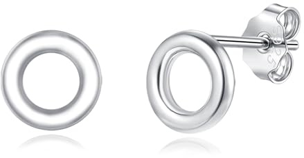 Loutade Damen Silber Ohrstecker, 925 Sterling Silber Flache Ohrstecker | Hypoallergen 6mm Kleine Ohrringe Stecker für Mädchen Kinder, Unisex Ziemliche Knorpel Schlafen Ohrringe Ohrschmuck