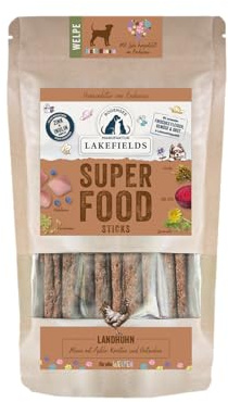 Lakefields SUPERFOOD Sticks | Premium Hundeleckerli für Welpen | Huhn 61% | 130g | Getreidefreie & nährstoffreiche Hunde Snacks | Mit Fenchelsamen & Heidelbeeren | Entwickelt mit Tierärzten