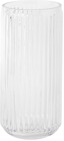 KAYLETIN Vaso in vetro a coste, vasi per mazzi di fiori, vasi in vetro trasparente per fiori, vaso a coste moderno per tavolino, soggiorno, camera da letto, tavolo da pranzo, ufficio, matrimonio, 20CM