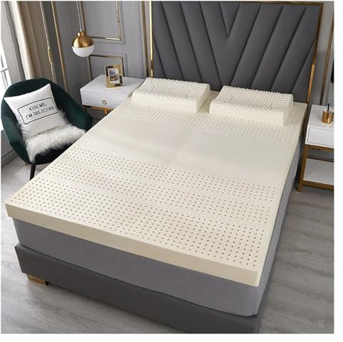 KUGGKKTP Doppelmatratze, 7-Zonen-Naturmatratze aus 100% Latex, Studenten-Heimmatratze, Queen-Size, mittelfest (Farbe: Flacher Stil, Größe: 140 x 200 cm x 10 cm)