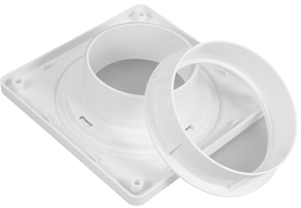 Dryer Hose Connector Kit, 4 Inch Wall Flange Plate | Leakproof Plastic Coupler, Includes Seal Ring and 4 Screws, for Exhaust Hose and Tumble Dryer Venting