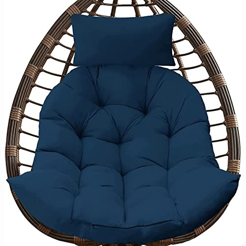 Hollywoodschaukel für den Außenbereich, mit Ständer, Hängesessel für Terrasse, Schlafzimmer, Balkon, Rattan, für drinnen und draußen, Blau, 105 x 90 cm