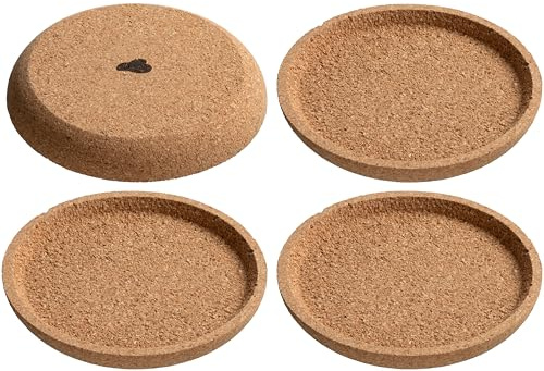 LEONARDO HOME GOCCE Untersetzer • 4 Stück • Naturkork • ovale Form • strukturierte Oberfläche • als Abdeckung geeignet • rutschfeste Eigenschaft • dekorativ und funktional • ⌀ 8,7 cm • beige • 057172